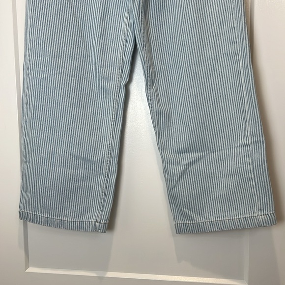 Mango denim Light Blue striped Culotte cropped/mid waist jeans size 4. NWT! - Picture 3 of 8